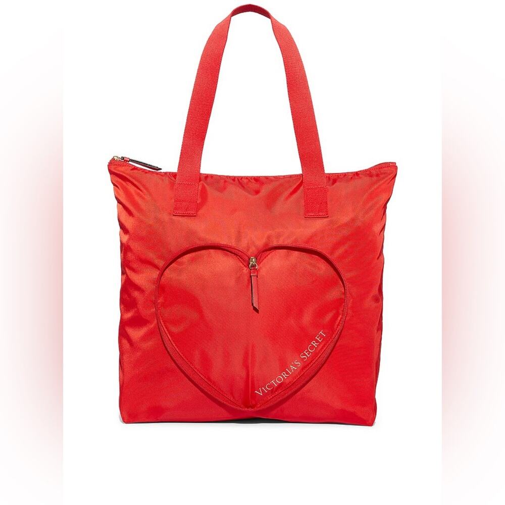 Victoria's Secret V-Day Red Heart Packable Travel Tote Bag NWT